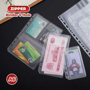 OEM ONE-C1105 Zipper Pocket Binder A6 Transparan 6 Hole / Transparent Hand Book Bags Ziplock A6 Pouc