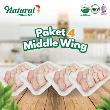 Middle Wing Sayap Ayam Probiotik 200 gram Natural Poultry - Paket 4 Pack
