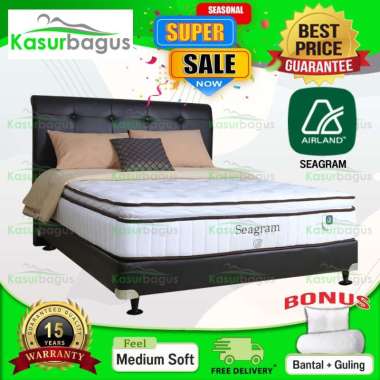 Airland Seagram LATEX Springbed [Set/Khusus Jabodetabek] Ukuran 140 x 200 White Black