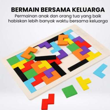 APE-TETRIS Mainan Edukasi Anak Alat Peraga Puzzle Tetris Susun Geometri Kayu Tangram A,