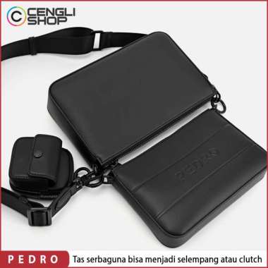 PEDRO TAS SELEMPANG PRIA ORIGINAL PEDRO SLING BAG ASLI ORI BRANDED TERBARU HITAM BLACK PM036