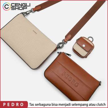 PEDRO TAS SELEMPANG PRIA ORIGINAL PEDRO SLING BAG ASLI ORI BRANDED TERBARU COKLAT BROWN PM037