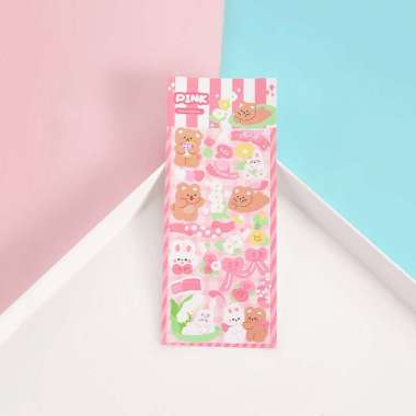 OEM ONE-C1107 Sticker Waterproof Kartun Bear Rabbit Hologram Korea / Stiker Motif Anti Air Cute Deco