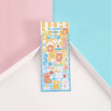 OEM ONE-C1107 Sticker Waterproof Kartun Bear Rabbit Hologram Korea / Stiker Motif Anti Air Cute Deco