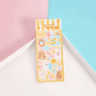 RB-C1107 Sticker Waterproof Kartun Bear Rabbit Hologram Korea / Stiker Motif Anti Air Cute Decoratio