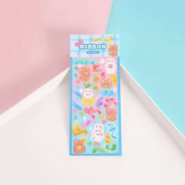 RB-C1107 Sticker Waterproof Kartun Bear Rabbit Hologram Korea / Stiker Motif Anti Air Cute Decoratio