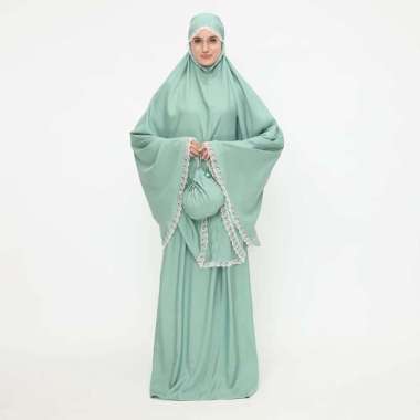 Mukena Rukuh Telekung Silky Cotton Regular Size Tatuis Shiva 164 sage green