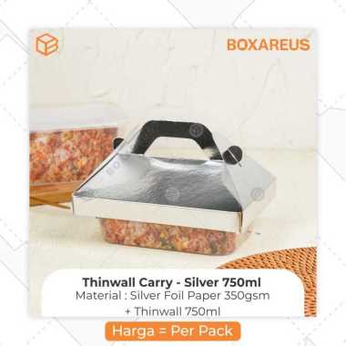 Thinwall Rectangle Kotak Makanan Box Take Away 750ml | FP Thinwall Carry - Silver 750ml Silver & Thi