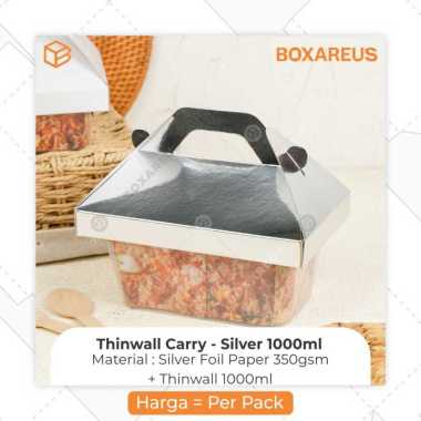 Kotak Makanan Thinwall Rectangle Box Take Away 1000ml | FP Thinwall Carry - Silver 1000ml Silver & T
