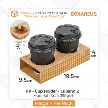 Tatakan Minuman Cup Holder Take Away Tray Gelas | FP Cup Holder - Lubang 2 Lubang 2
