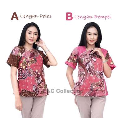 Atasan Batik Wanita Sakura Happiness - Blouse Batik Wanita - S-M-L-XL-XXL-3L-4L-5L 5XL Lengan Ruffle