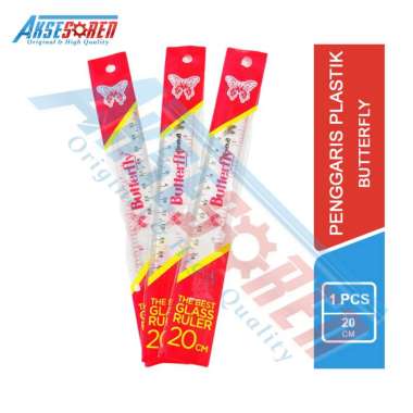 Penggaris Plastik Sedang Butterfly [20 cm] / Mistar Ruler Transparent