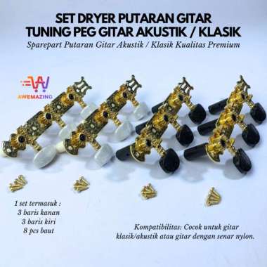 Set Dryer Putaran Gitar Tuning Peg Gitar Akustik Klasik / Spare Part Putaran Gitar Classic Akustik K