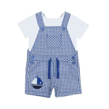 TORIO Basic Blue Checkered Overall Set - Pakaian Anak - Baju Anak - Jumper Anak 18-24 bulan