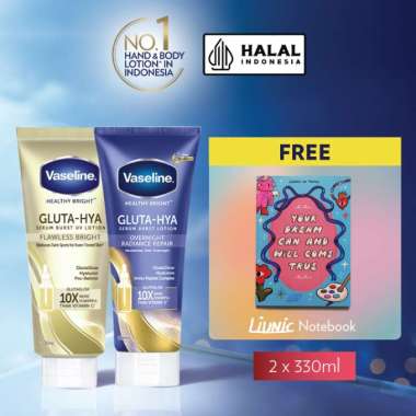 Vaseline Healthy Bright​ Gluta-Hyaluron Serum Flawless Bright UV Lotion [330 mL] + Overnight Repair 