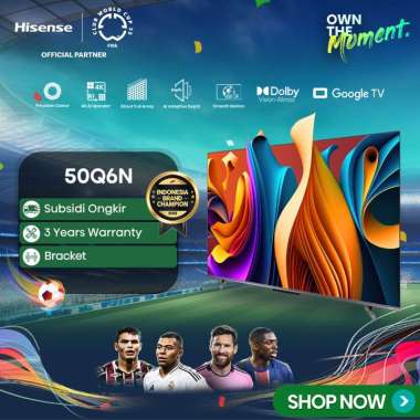 Hisense 50Q6N 50" Inch QLED Quantum Dot Google Smart TV Bezelles Design Dolby Vision Atmos