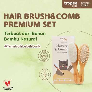 Tropee Bebe Hairbrush & Comb Premium Set | Sisir Bayi Newborn Lembut | Sisir Comb Anti Kusut | Sisir