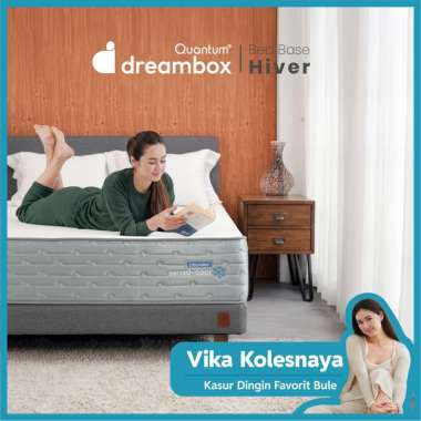 Quantum Dreambox Tempat Tidur Dipan + Sandaran Hiver / Divan Join + Headboard Kasur 160x210 Cream