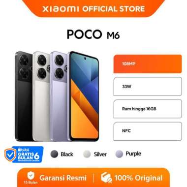 Official Xiaomi POCO M6 8GB/256GB | Kamera utama 108 MP kelas pro | Helio G91-Ultra yang tangguh Pur