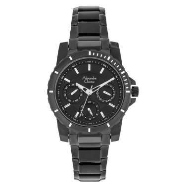 Jam Tangan Wanita Alexandre Christie Multifunction AC 6141 BF BIPBA Ladies Black Dial Black Stainles