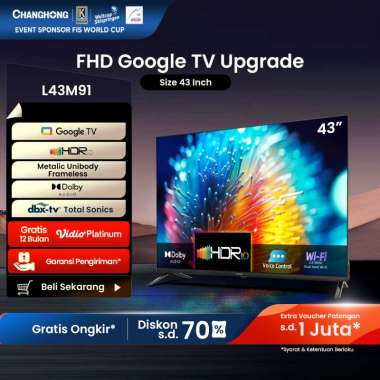 Changhong Google TV 43 inch FHD Dolby Audio Google Play Netflix Youtube Bluetooth USB Google Assista