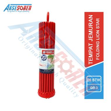 Tempat Jemuran Lipat Lion Star GB-3 [20 Stick] / Folding Hanger Pakaian Anak Bayi 003 Red