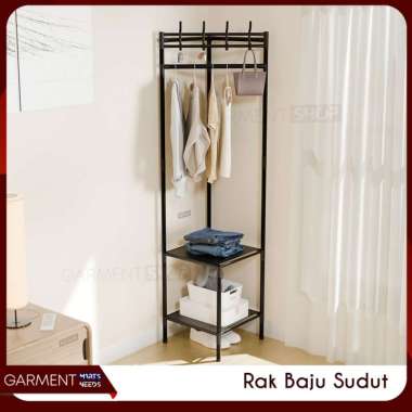 Stand Hanger Rak Gantung Baju Sudut Lemari Terbuka Penyimpan Barang Tas Sepatu Ruangan Kamar Tidur 3