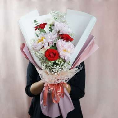 Buket Bunga Peony - Karangan Bunga Peony Freshcut Asli untuk Hadiah Romantis - FlowerAdvisor Bliss