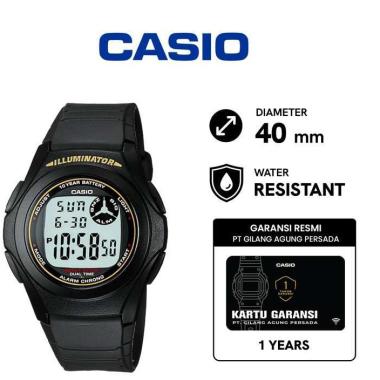CASIO F-200W-9ADF Resin Band Jam Tangan Unisex Black