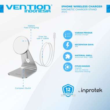 Vention Adaptor Wireless Charger Docking Magnetic Charger Dock Fast Charging Station Silver