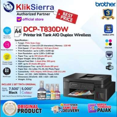 Printer BROTHER DCP-T830DW Ink Tank All-InOne A4 Colour T830 Duplex WiFi LAN Net ADF Tray Pengganti
