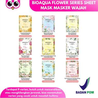 BIOAQUA FLOWER SERIES SHEET MASK MASKER WAJAH PERAWATAN MUKA PLUM