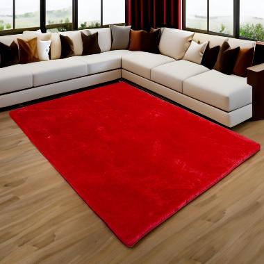 Karpet Rasfur Karpet Bulu [150x100/ Tebal 4.5 cm] Merah