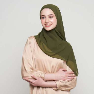 Zeta Scarves - Zura Square Scarf - Hijab Segiempat - Hijab Polos Forest Green