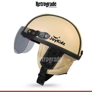 JoyKidz Helm Anak Retro Chips Sincan Garis Edisi Warna Coklat untuk Usia 1 2 3 4 5 Tahun Cream Hitam