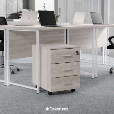 Dekoruma ERGIO Kabinet Kantor 3 Tingkat dengan Roda / Lemari Arsip 3 Susun MDF / Rak Dokumen - Putih