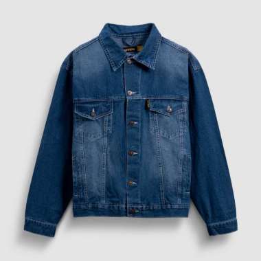 Guten Inc - Jaket Jeans Pria Bullitt Trucker Denim Jacket BLUE WASHED M