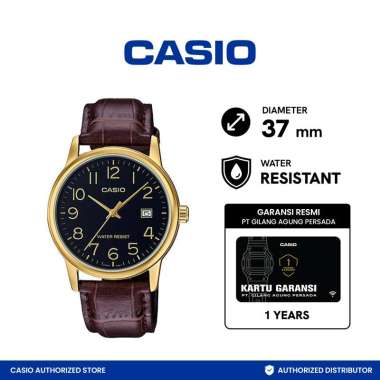 CASIO Jam Tangan Pria [MTP-V002GL-1BUDF] Black/ Gold