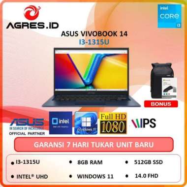 Asus VIVOBOOK 14 A1404VA I3 1315U 8gb 512gb W11 + OHS 14.0FHD IPS WINDOWS 11 PRO NON BUNDLE