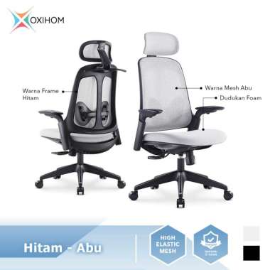 Oxihom FM7217 Kursi Gaming Mesh dengan Foot Rest Hitam - Abu