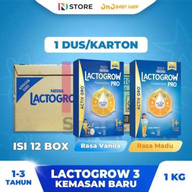 1 KARTON LACTOGROW PRO 1+ RASA MADU/VANILA 1 DUS LACTO 3 MADU