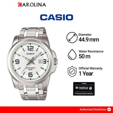 Jam Tangan Pria Casio General MTP-1314D-7A Enticer White Dial Stainless Steel Band
