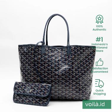 Goyard Saint Louis PM Tote Bag Navy Blue Blue