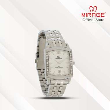 Mirage Jam Tangan Pria Permata Analog 7442 M Silver Original Stainless Plat Putih