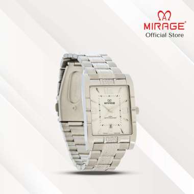Mirage Jam Tangan Pria Analog 8461 M Silver Original Stainless Plat Putih