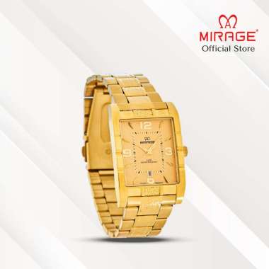 Mirage Jam Tangan Pria Analog 8461 M Gold Original Stainless Plat Hitam