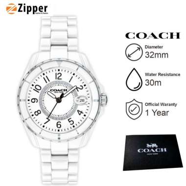 Jam Tangan Wanita Coach 14503462 Analog Quartz Movement Tali Rantai Keramik Luminous Original Garans