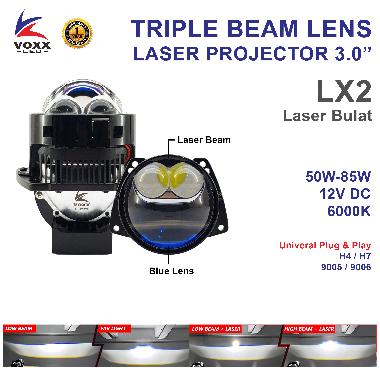 VOXX Projie Bi LED 3.0 Inch 60W Blue Lens Laser Projector LED 3" EX1 Cut-Off RHD LX2 - Tanpa Bracket