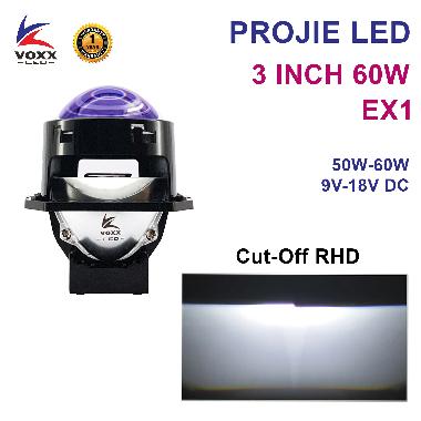 Projie LED 3 Inch 60W Blue Lens Projector LED Laser 3.0" VOXX EX1 Cut-Off RHD EX1 - Tanpa Bracket