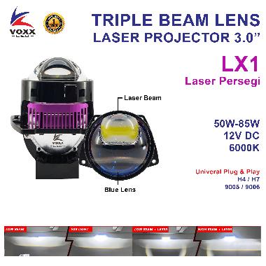 Projie LED 3 Inch 60W Blue Lens Projector LED Laser 3.0" VOXX EX1 Cut-Off RHD LX1 - Tanpa Bracket